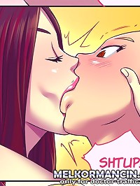 Busty lesbians kissing and licking pussy in cartoon sex