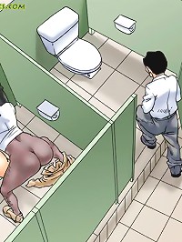Hot interracial comics in toilet room